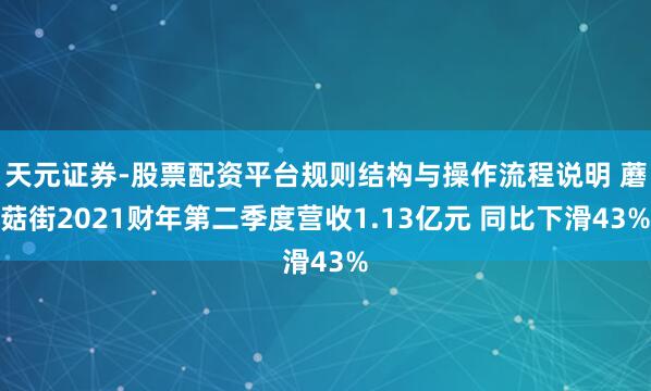 天元证券-股票配资平台规则结构与操作流程说明 蘑菇街2021财年第二季度营收1.13亿元 同比下滑43%