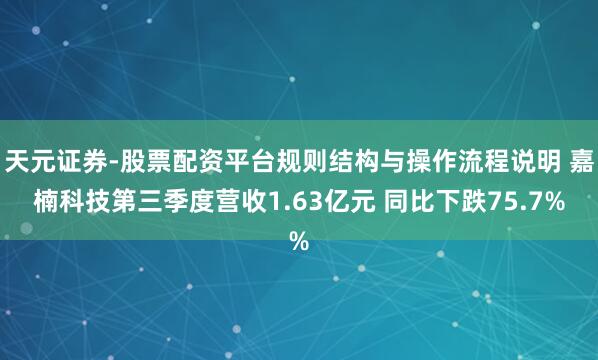 天元证券-股票配资平台规则结构与操作流程说明 嘉楠科技第三季度营收1.63亿元 同比下跌75.7%