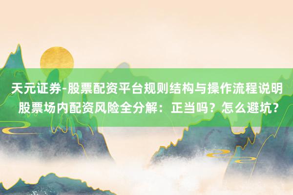 天元证券-股票配资平台规则结构与操作流程说明 股票场内配资风险全分解：正当吗？怎么避坑？