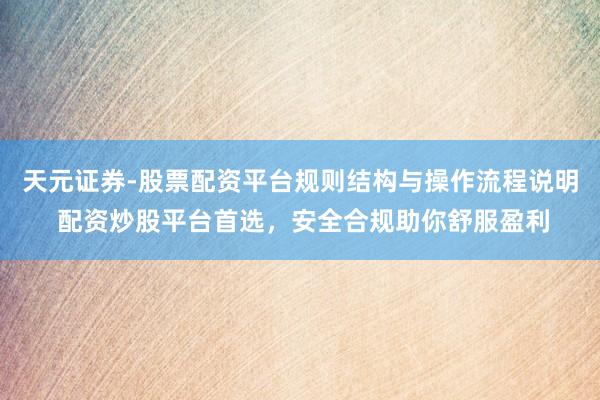 天元证券-股票配资平台规则结构与操作流程说明 配资炒股平台首选，安全合规助你舒服盈利