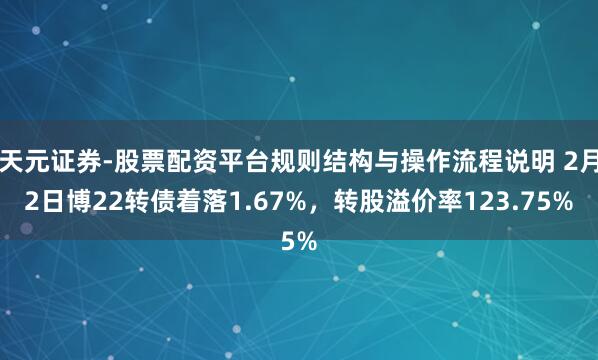 天元证券-股票配资平台规则结构与操作流程说明 2月2日博22转债着落1.67%,转股溢价率123.75%