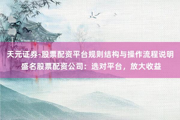 天元证券-股票配资平台规则结构与操作流程说明 盛名股票配资公司:选对平台,放大收益