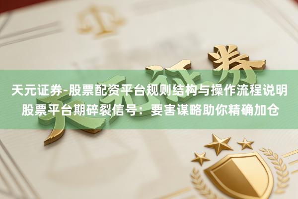 天元证券-股票配资平台规则结构与操作流程说明 股票平台期碎裂信号：要害谋略助你精确加仓