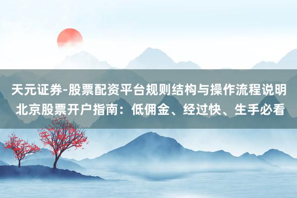 天元证券-股票配资平台规则结构与操作流程说明 北京股票开户指南：低佣金、经过快、生手必看